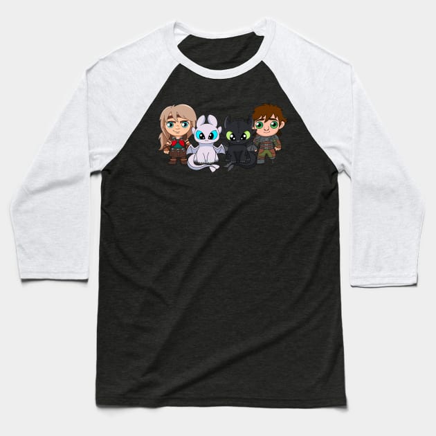 How to train your dragon fanart, Toothless and Hiccup, Astrid and Light Fury, Httyd Baseball T-Shirt by PrimeStore